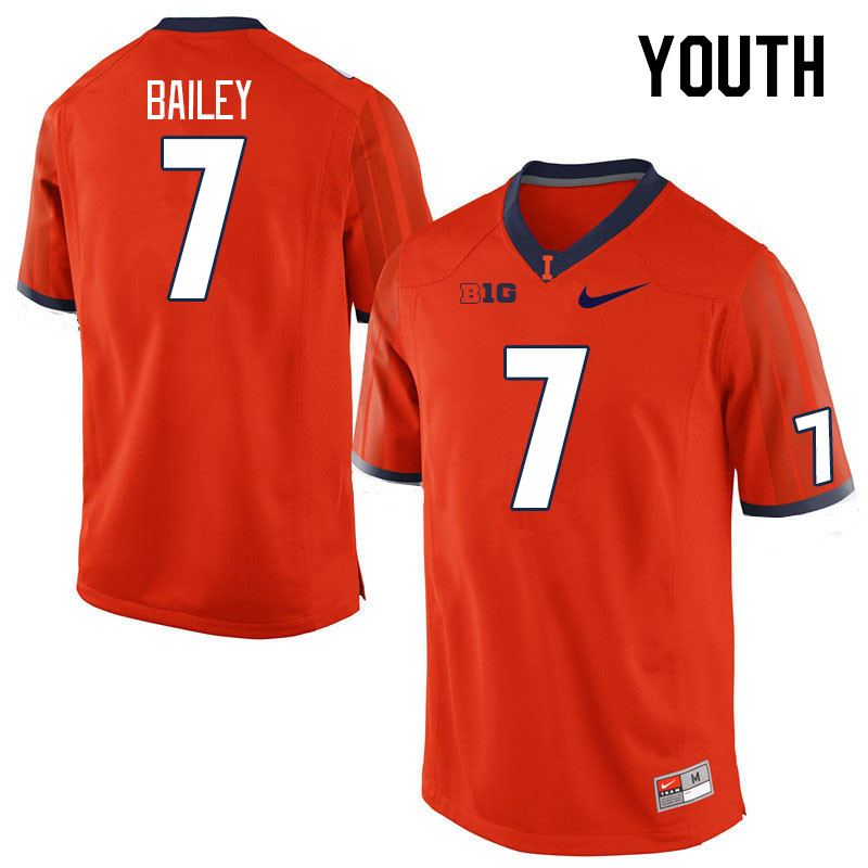 Youth #7 Matthew Bailey Illinois Fighting Illini College Football Jerseys Stitched Sale-Orange